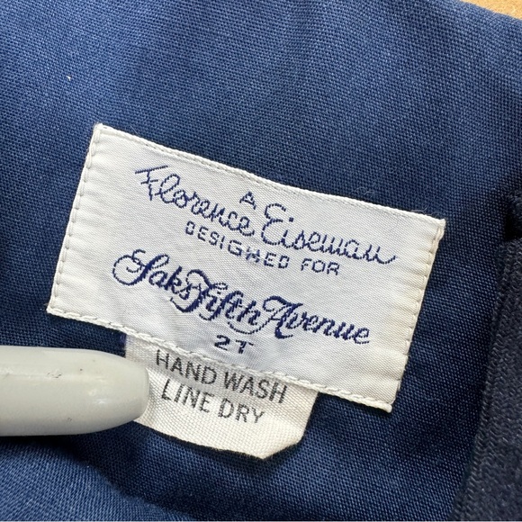 Vintage 80s Florence Eiseman Saks 2T Blue‎ cherry dress - Picture 2 of 3